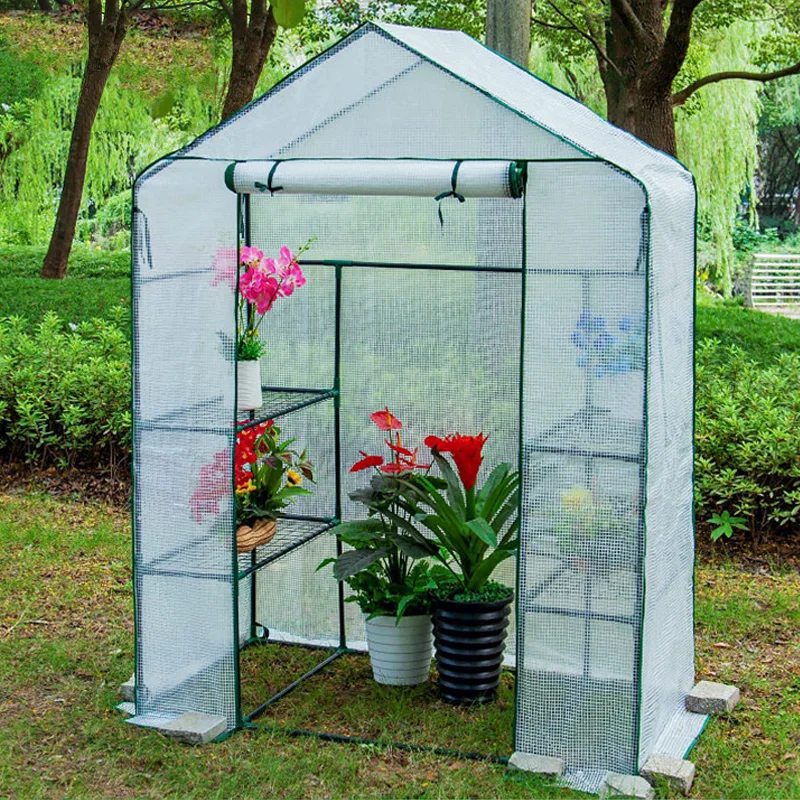 VOKANDA 143x143x195 Mini Vinyl House Greenhouse Small Agricultural Farming Prefabricated Greenhouse Tent Plastic Cover And Frame