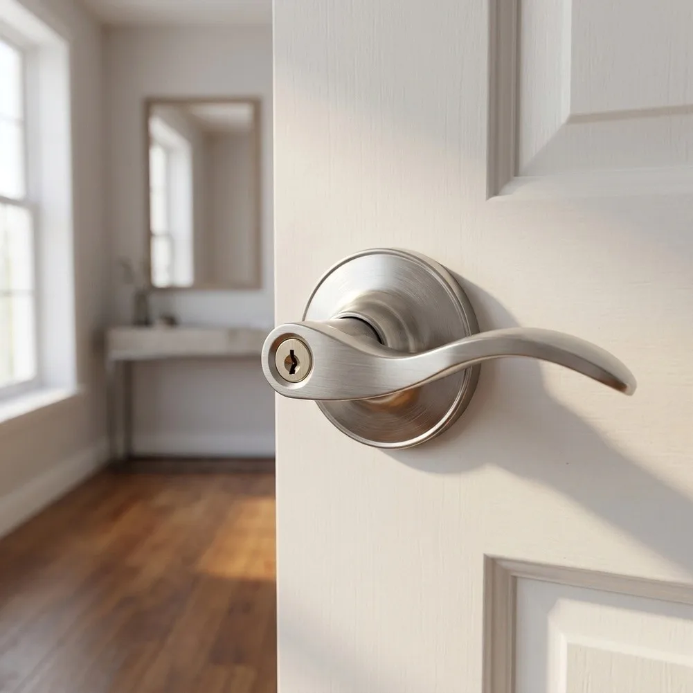 SUS Stainless Steel Chassis Zinc Alloy Wave Lever Keyed Entry Door Lock for Standard Interior Residential Doors