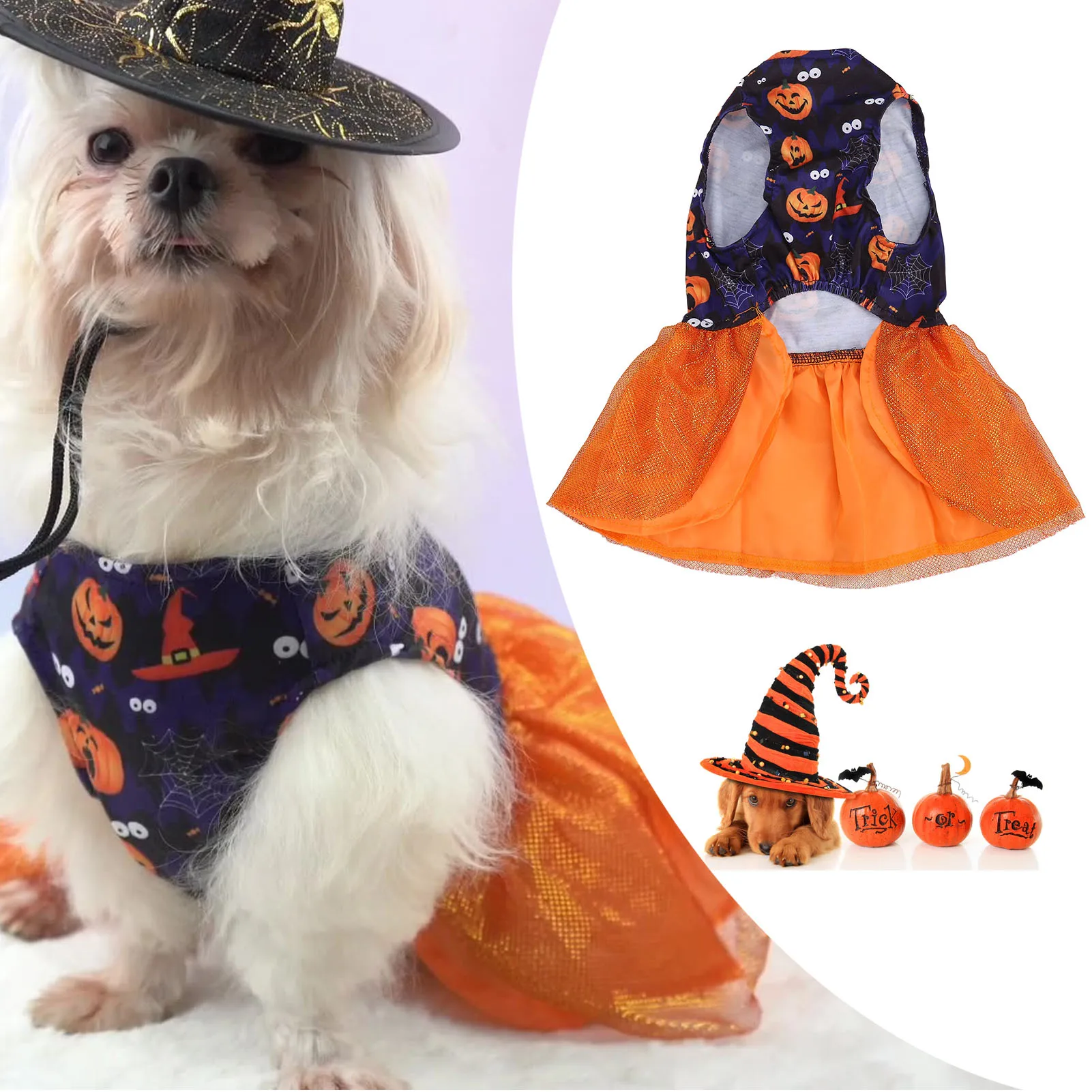 Pet Halloween Dress Skin Friendly Cute Lightweight One Piece Dog Costume For Puppy Holiday Party Decor