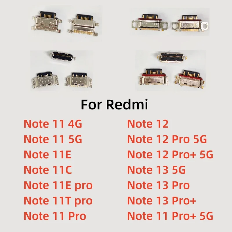 10Pcs/Lot For Xiaomi Redmi Note 13 12 11 11E 11T Pro Plus 4G 5G USB Charging Port Dock Socket Plug Charger Connector