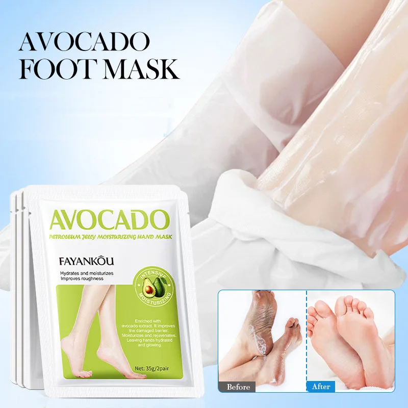 5 Pairs Avocado Exfoliating Foot Mask Feet Peeling Masks Foot SPA Pedicure Socks Moisturizing Remove Dead Skin Hand Foot Care