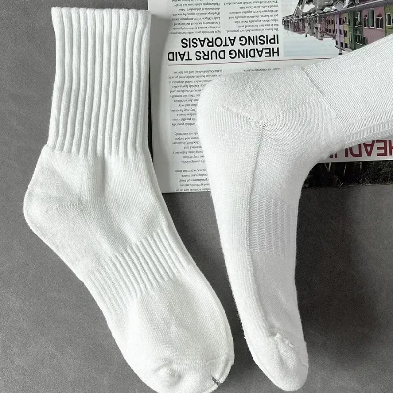 Cotton Sports Socks Unisex Soft Comfortable Breathable Casual Socks Black White Mid Tube Solid Color for Men Women Classic Socks, image 4