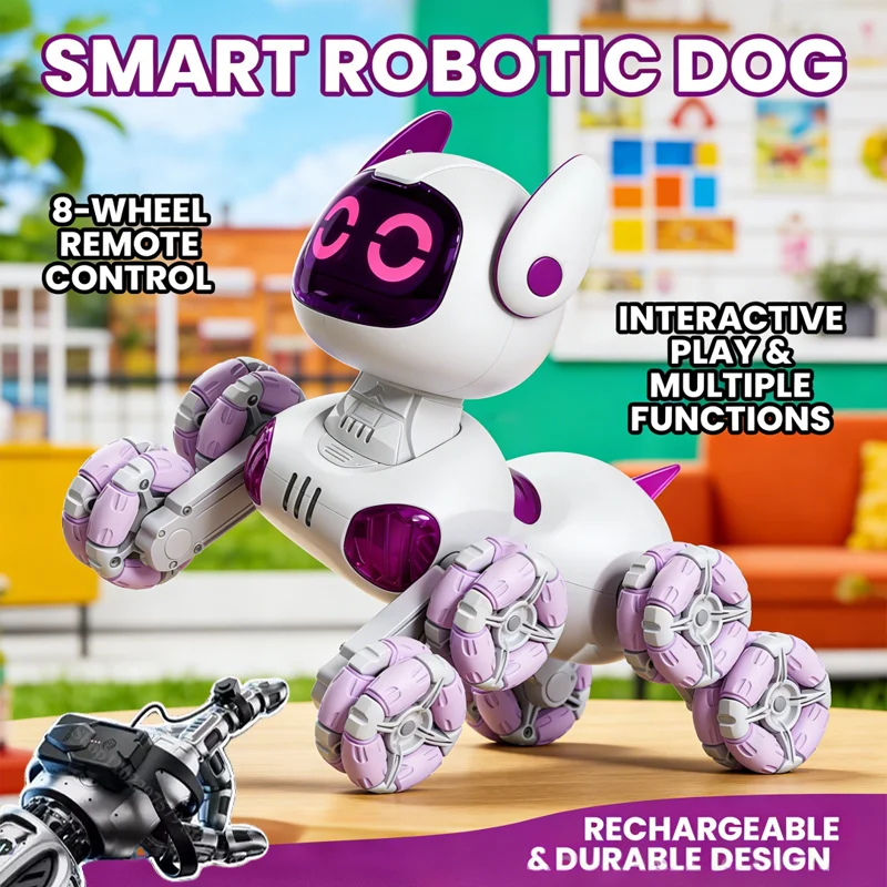 New 8WD Intelligent Remote Control Robot Dog Touch-sense Music Stunt 2.4G RC Car Electric Radio Control Toy Kids Boys Girls Gift