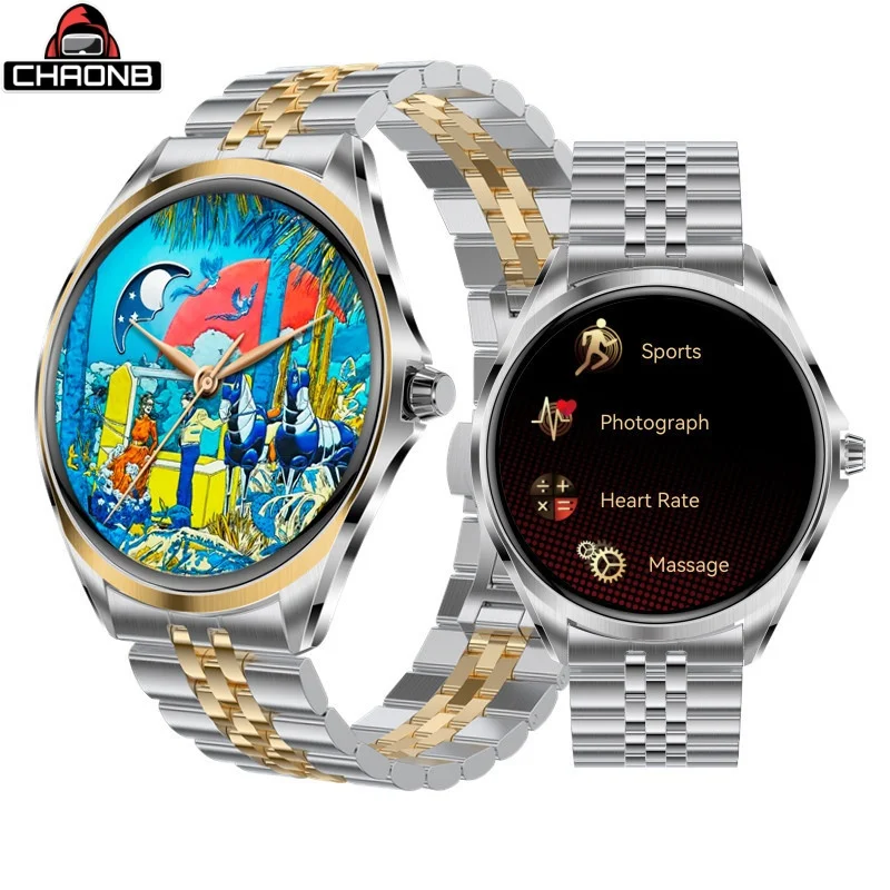 AI صوت الهاتف ساعة ذكية رجل إمرأة معدل ضربات القلب الصحة مقاوم للماء Smartwatch التحكم بالموسيقى APP رسالة تذكير ساعات الطقس