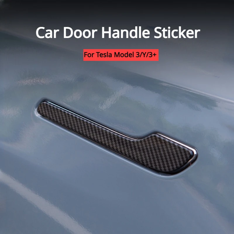 Car Door Handle Sticker for Tesla Model 3/Y/3+ Highland 2024 Door Protector Wrap Cover Paste ABS Car Modification Accessories