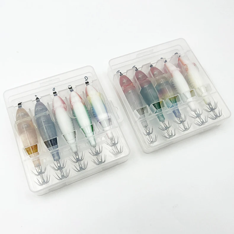 ShareShark 5 Stück/Box Leuchtendes Horizontales Garnelen- und Tintenfischhaken-Set, geeignet für Meeresangeln auf Tintenfische und Oktopus. – Detail 7