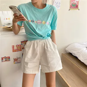 harajuku summer casual loose t-shirts fashion korean y2k aesthetic graphic embroidery Short Sleeve T-Shirt Women blue white tops