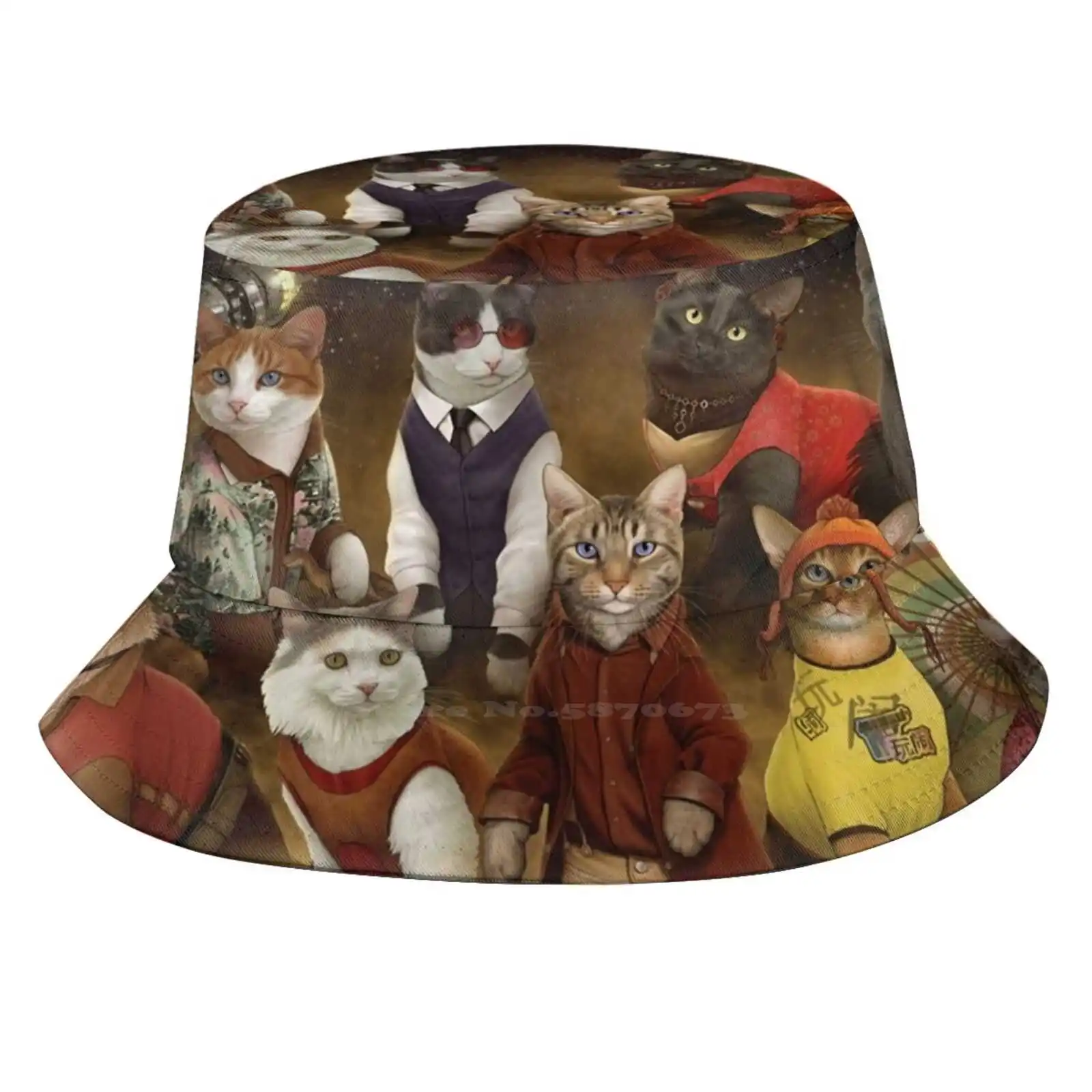 Furfly Flat Top Breathable Bucket Hats Firefly Cats Kitty Kitties Serenity