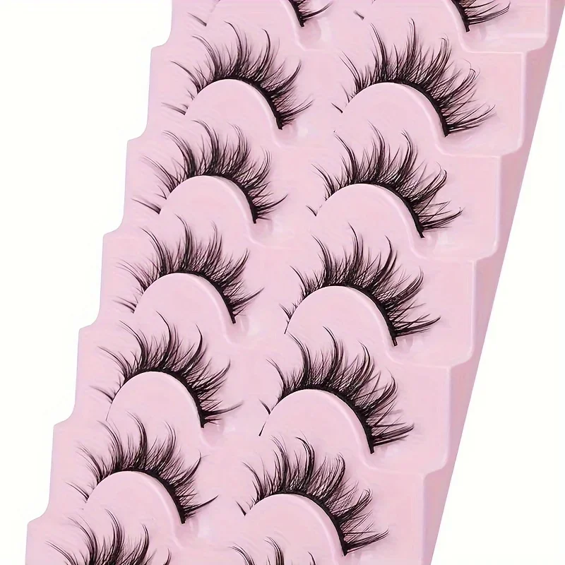 7 Pairs Manga Eyelashes Set - Natural Look, 3D Wispy Volume, Fluffy & Spiky for Anime & Cosplay - Korean & Japanese Style Beauty