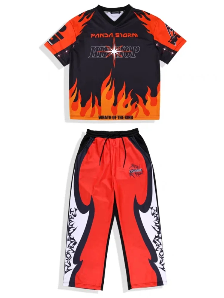 Nuevo traje de baile callejero para niños y niñas, camisetas a la moda, pantalones, ropa de actuación de Hip Hop, traje de escenario de concierto de tambor, ropa de calle