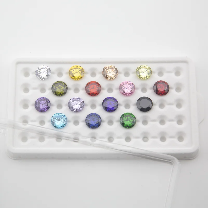 Size 4.0mm~10.0mm 5A Round Cut Mix 15 Colors Cubic Zirconia Stones Loose CZ Synthetic Gemstones for Jewelry Making