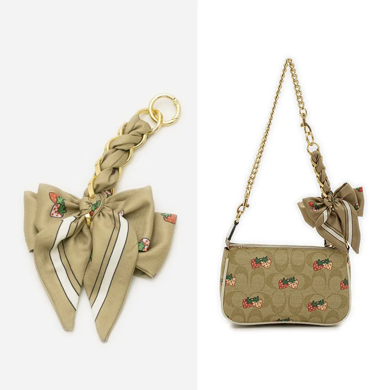 

Fashion Bow Bag Extension Chain with Silk Scarf Adjustable Long Shoulder Underarm Bag Strap DIY Purse