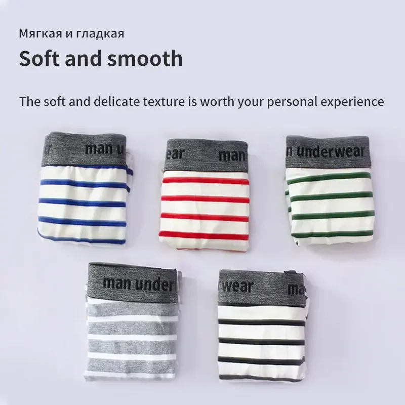 Men\'s Boxer Shorts Cotton Striped Men Underwear Panties Soft Underwear Sleepwear Comfort Underpants Breathable Boxershorts M-XL