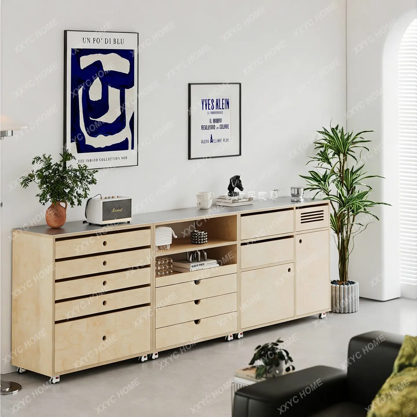 

A marine plate storage side cabinet porch multi-layer drawer multi-functional locker
