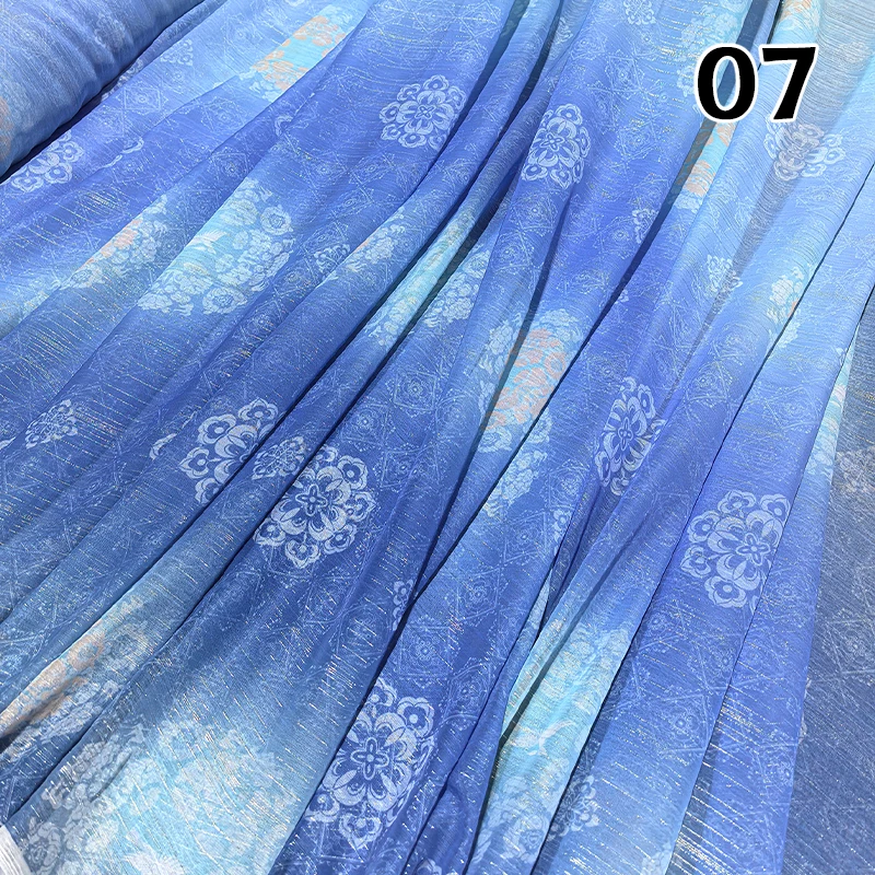 

100x150cm Ancient Style Flower Print Chiffon Fabric DIY Hanfu Dress Stage Dance Decor Clothing Sewing Tulle Designer Fabric