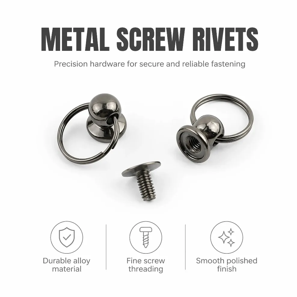 5/10/20/50PcsScrewback Screw Rivet Stud for Leather Craft Phone Case Handbag Buckle Pull Ring Round Head Buckle Accessories