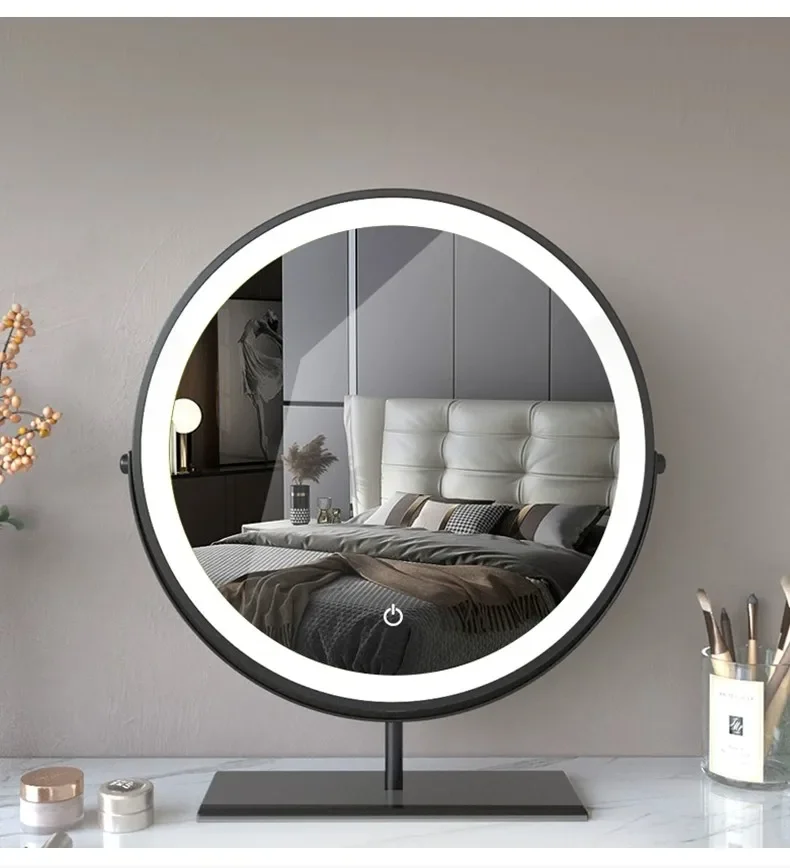 

Cosmetic Makeup Mirror with Led Lights Lighted Vanity Tabletop Dimmable Multi-color Travel Mirrors with 10x Spot Maganify Mirror