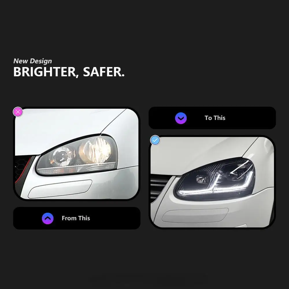 フォルクスワーゲン VW ゴルフ 5 MK5 2003-2011用 LEDヘッドライト DRL