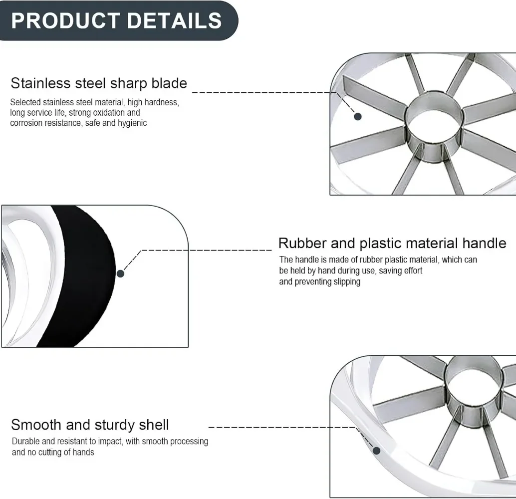 Alat pengiris buah Stainless Steel, pengiris Semangka, pisau buah, pengiris Apple, gadget dapur, alat pengiris (plastik buah 8 potong)