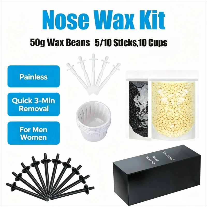 2026 Nose Wax Kit for Men Women Painless Nasal Hair Remover,50g Paper-Free Wax Bean Set, Portable Home Tool DIY Hair Removal Set