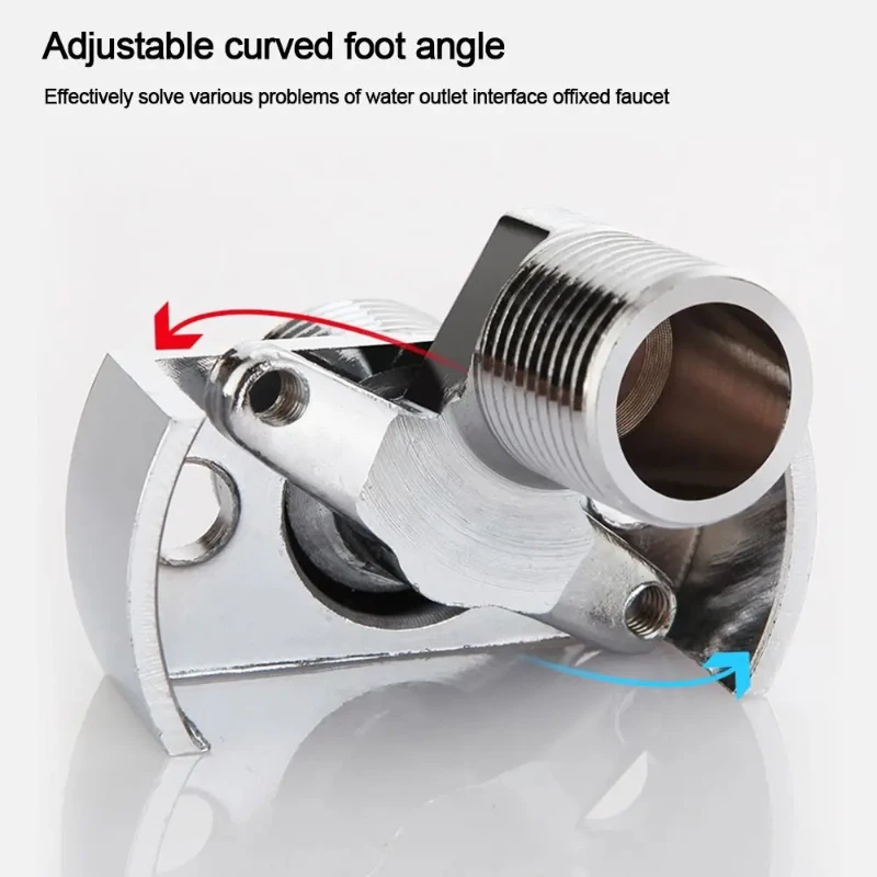 Universal Curved Nipple Eccentric Adapter Shower Converter Hot/Cold Mixing Valve Angle Correction Elbow for Faucet Adjustable