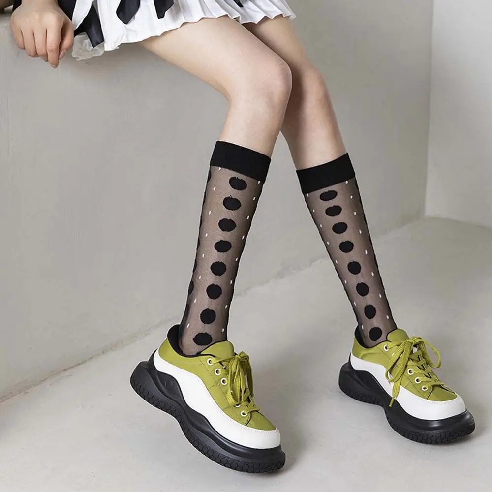 

Transparent Elastic Hosiery Dots Glass Silk Golf Sock JK Stockings Women Long Socks Korean Knee Socks Lolita Sock