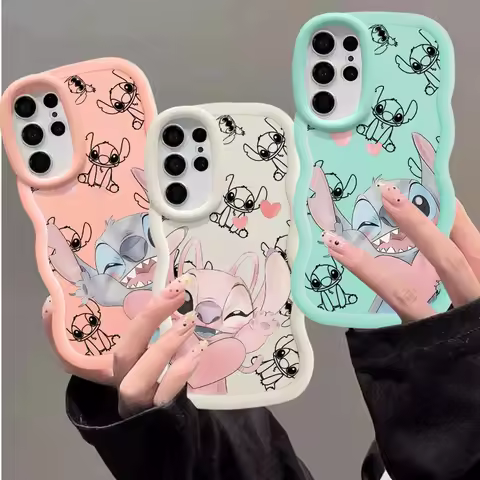 Disney Angle Stitch Case for Samsung A73 A52 A32 S22 S20 S23 Plus A53 A33 S21 FE S24 S21 Ultra A55 A54 A25 A23 A24 Soft Cover