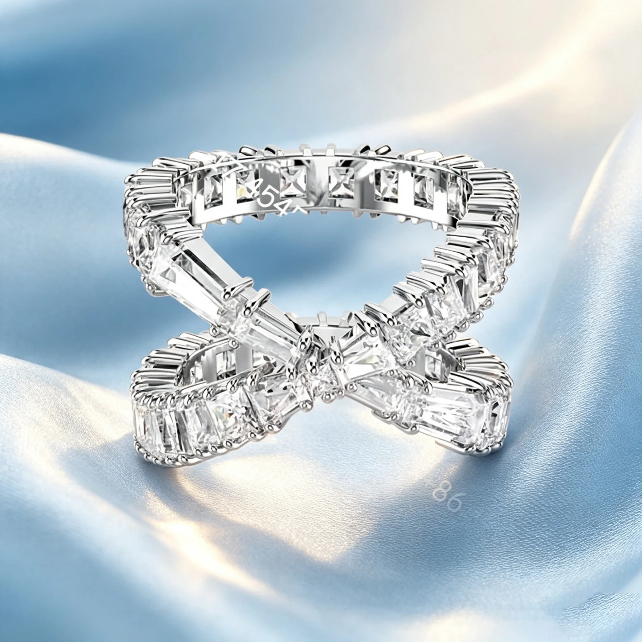 Women's Multilayer Stackable Open CZ Butterfly Floral Ring