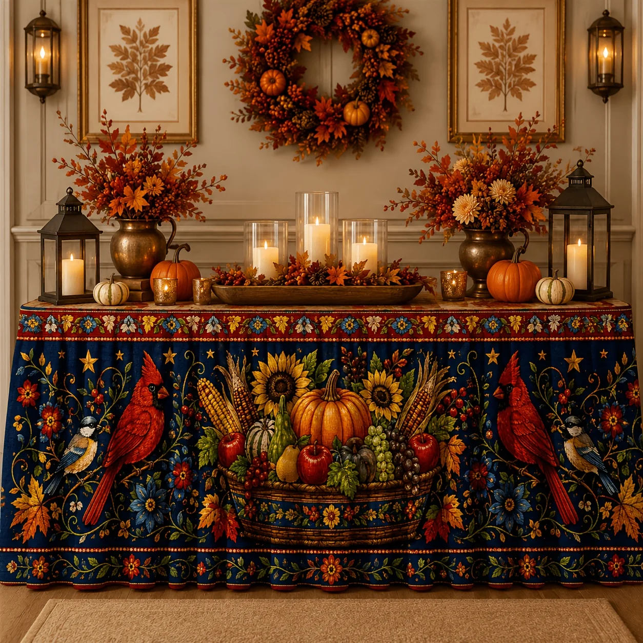 Autumn Harvest Theme Tablecloth, perfectly suitable for Thanksgiving gatherings and autumn occasionsxzj