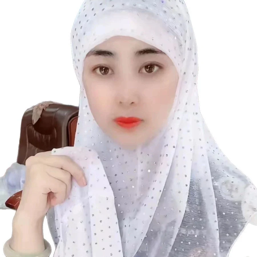 

Мусульманский женский хиджаб с блестками, цельный летний платок Амира, тюрбан, мгновенный шарф, шали, накидка, исламская молитва, хиджабы, никаб, капелюх Никаб