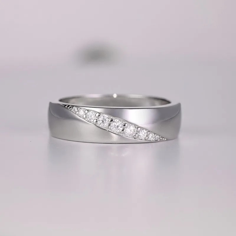 Trumium 925 Sterling Silver Moissanite Ring for Men Engagement Wedding Band Luxury Anniversary Jewelry Gift Customized Engraving