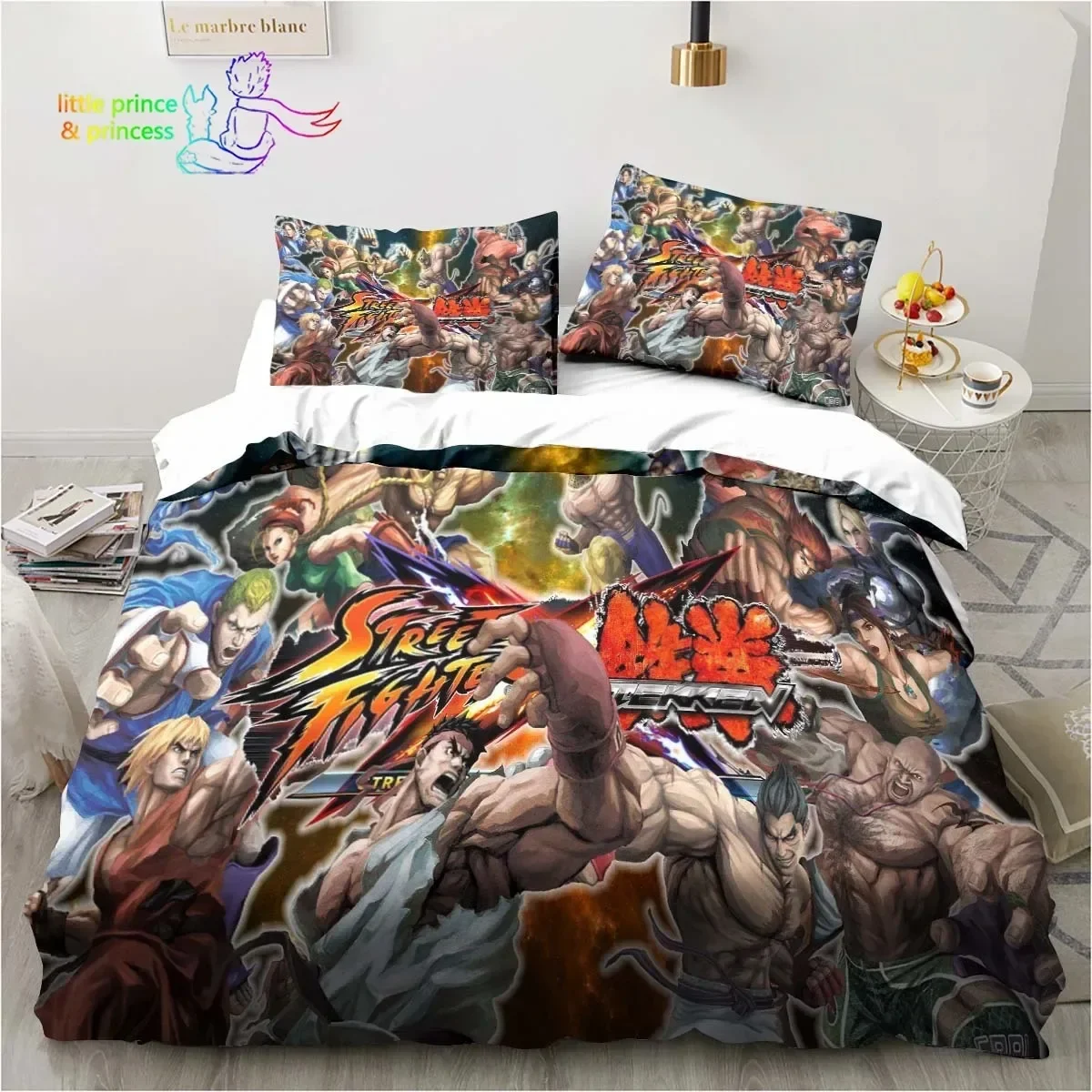 

Street Fighter Printed Bedding Set Single Twin Full Queen King Size Bed Set Adult Kid Bedroom Retro Game Gamer Bedding Gift