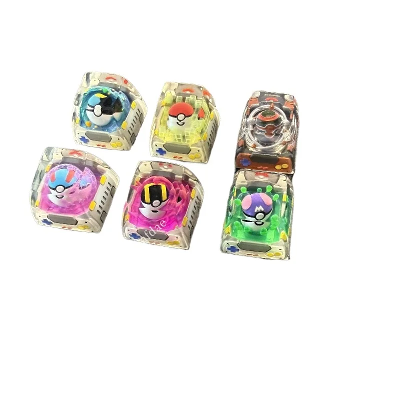 Pokemon Figures Scraft High-end PokéBall 3D Keycaps Anime Resin Keycaps For Mechanical Cross Axis Keyboard Accessories Gifts