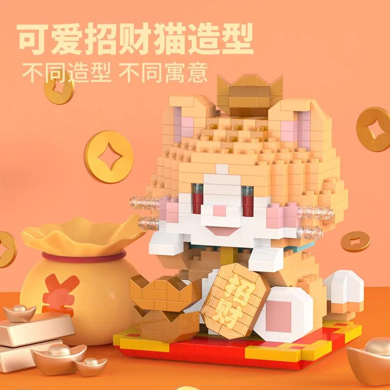 VV1208 Maneki Neko Dziennik Urocze i Zabawne Klocki Konstrukcyjne Gigantyczna Panda Kwiat Zestaw do Składania dla Dzieci i Zabawka Edukacyjna