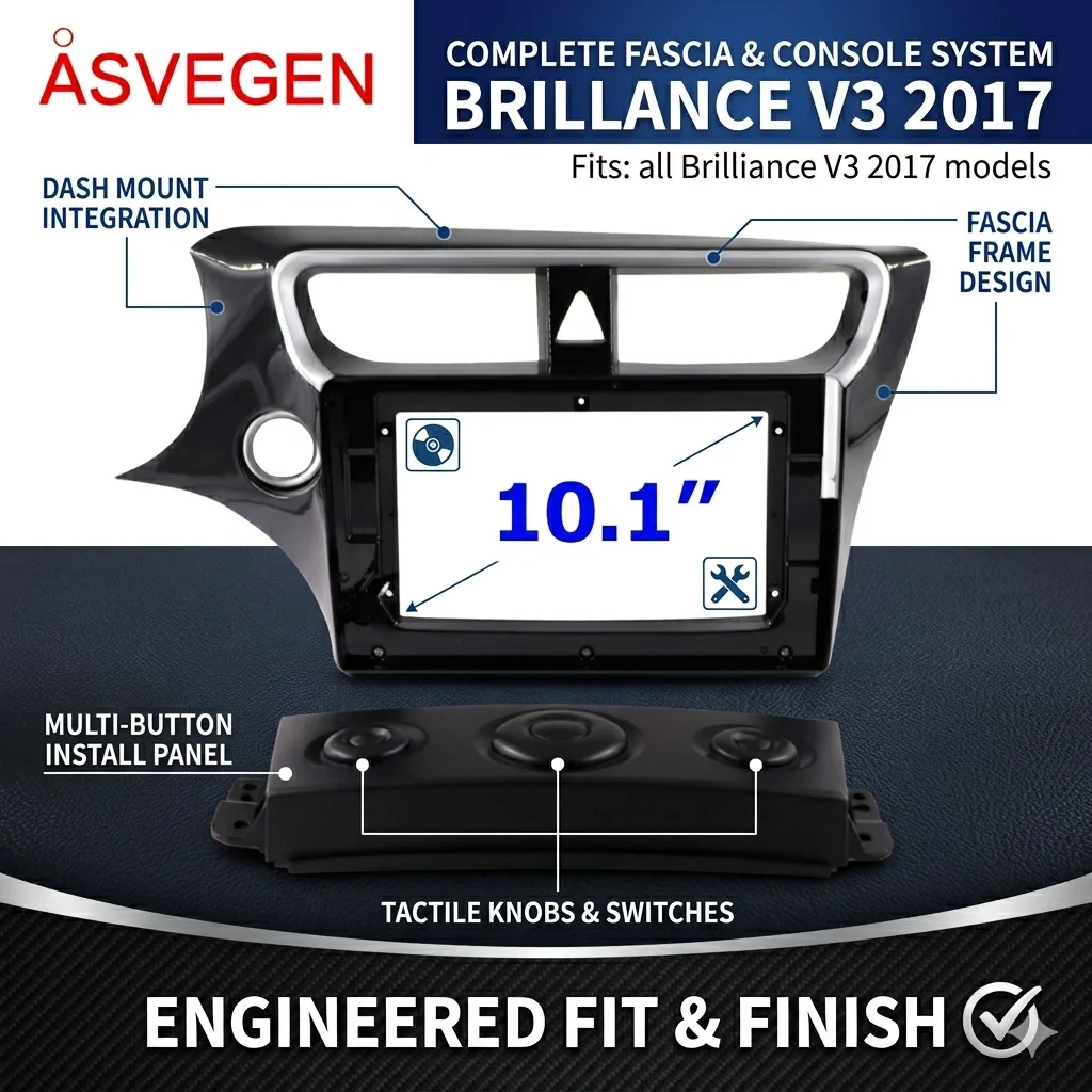 

10.1" Car Radio Fascia Frame for Brilliance V3 2017 Android Player Stereo Dash Mount Panel Installation Trim Kit Dashboard