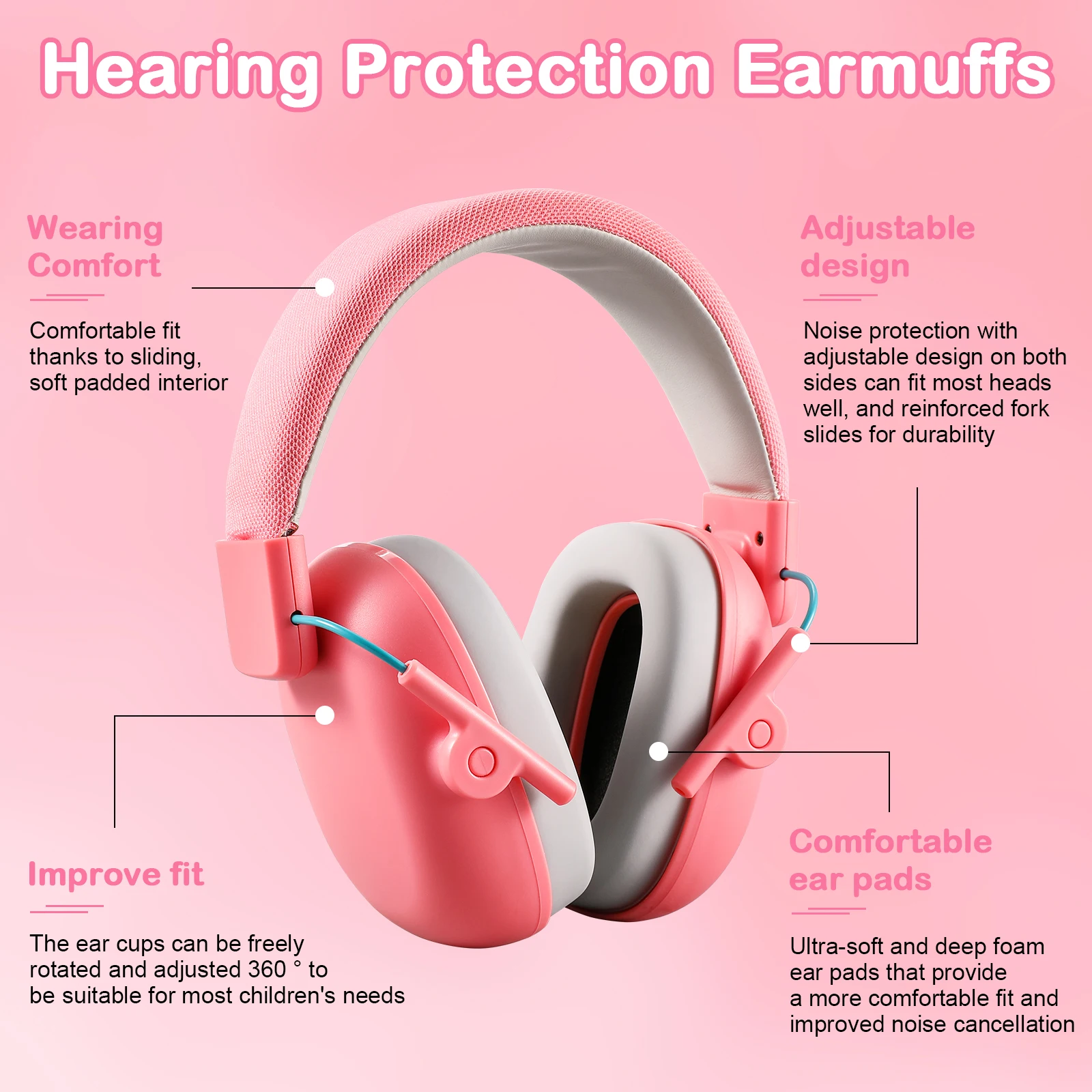 YHKEMA Kids Hearing Protection Passive Earmuffs Safety Earnmuff Headset Noise Reduction DIY Ear Defenders for Autism Children