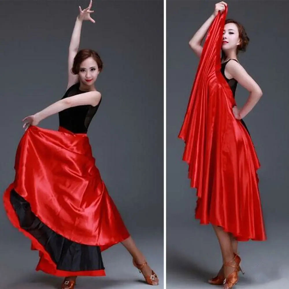 Gonna Ampia in Poliestere per Danza del Ventre, Stile Flamenco Spagnolo, per Balli da Sala e Carnevale
