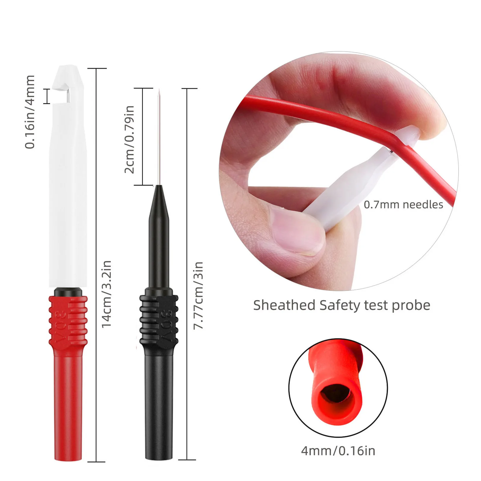 Cleqee P1503SDL Silicone Multimeter Test Leads Kits Replaceable Probe Needles with Alligator Clip Feeler Cable for Digital Meter