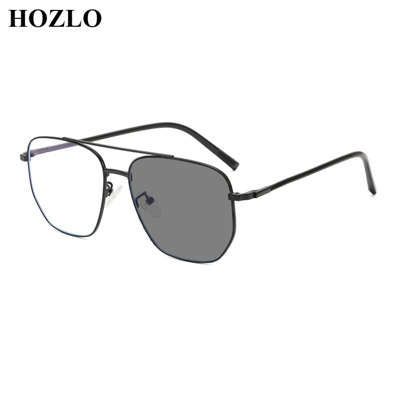 

Metal Photochromic Pilot Reading Sunglasses for Women Men Double Bridge Large Frame Presbyopia Spectacles Custom Prescription