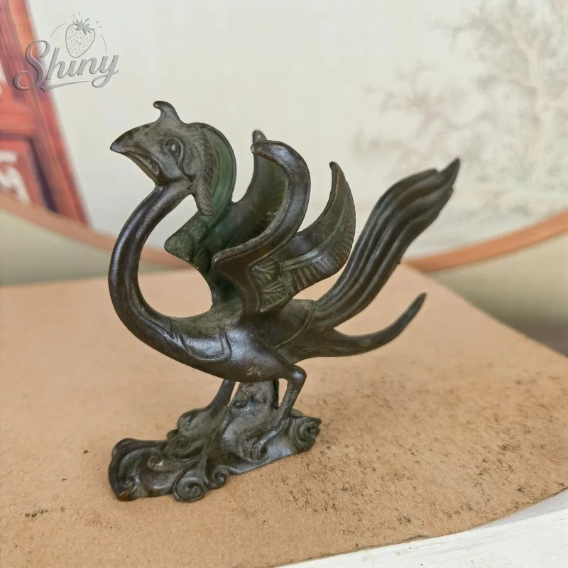 Antique Bronze Artifact: Four Divine Beasts of Feng Shui, Vermilion Bird Bronze Ornament