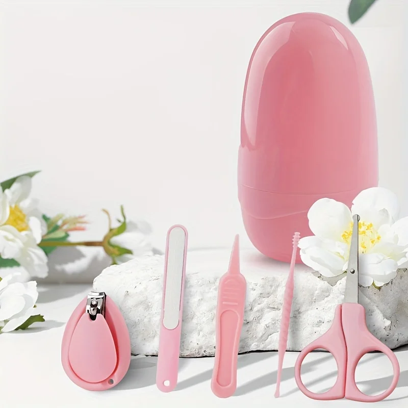 Baby Nail Kit, 5-in-1 Baby Nail Care Set with Cute Case, Baby Nail Clippers, Scissors, Nail File & Tweezers,Ear Wax Remover