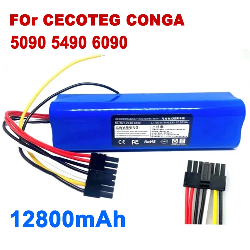 

12800mAh Li-ion Battery Pack For Cecotec Conga 5090 5490 Robot Vacuum Cleaner Accessories Spare Parts