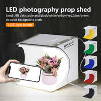 Mini 2 LED Panels Folding Portable 1100LM Light Photo Lighting Studio Shooting Tent Box Kit with 6 Colors Backdrops