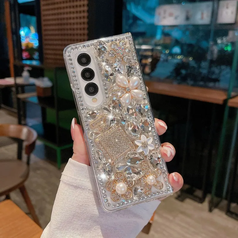 

Luxury Bling Rhinestone Phone Case for Samsung Galaxy Z Fold 5 4 3, Women Cover