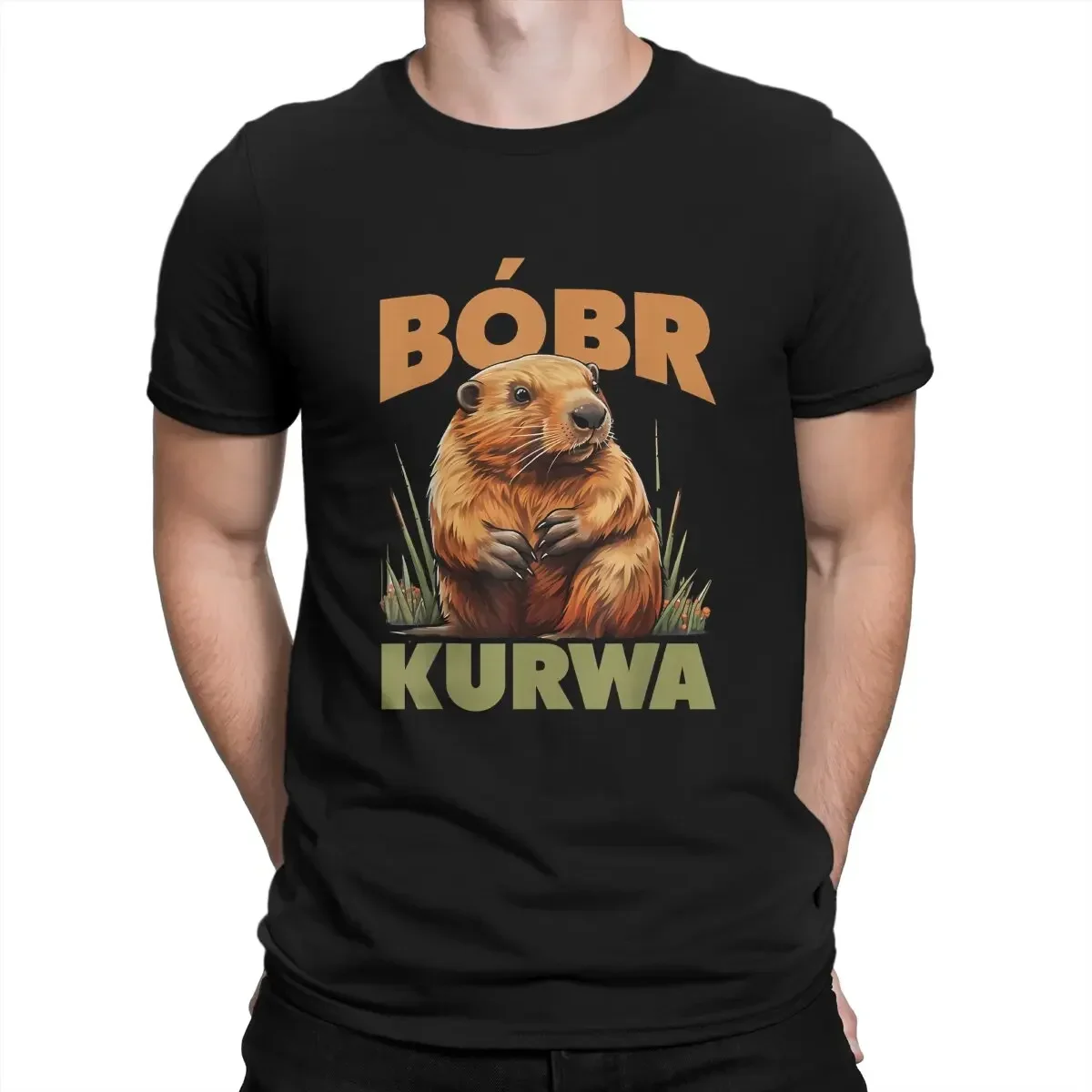 T-Shirt Crew Neck Kurwa Bobr Bober Tees Short Sleeve Clothing Beaver T Shirt for Men 100% Cotton Leisure oversized men clothing