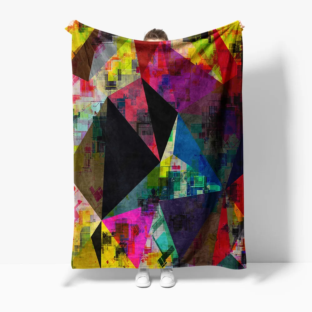 

Colorful Abstract Geometric Print Throw Blanket Sofa Bed Cover Decorative Bedspread for Home Decor
