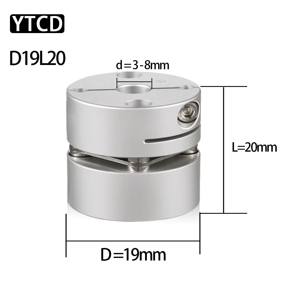 D19L20mm  Motor Shaft Coupling  Single Diaphragm Universal Shaft Coupler Servo Motor Screw Elastic Transmission Coupling  3-8mm
