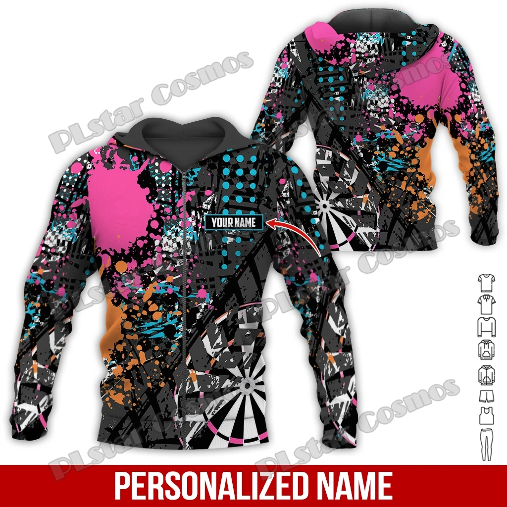 Aangepaste Naam Darts Kerst 3D Gedrukt Heren Rits Hoodie Herfst Unisex Casual Rits Trui Voor Darts Lover Gift DK582