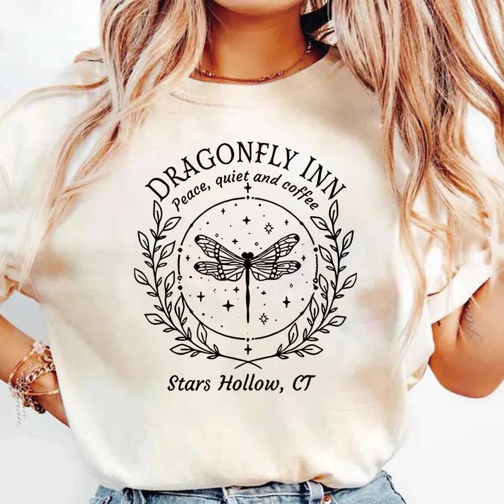 Dragonfly Inn T-shirts Stars Hollow Shirt Lukes Diner Tee Vintage Gilmore Shirts TV Show Short Sleeves Casual Tops Fan Gifts