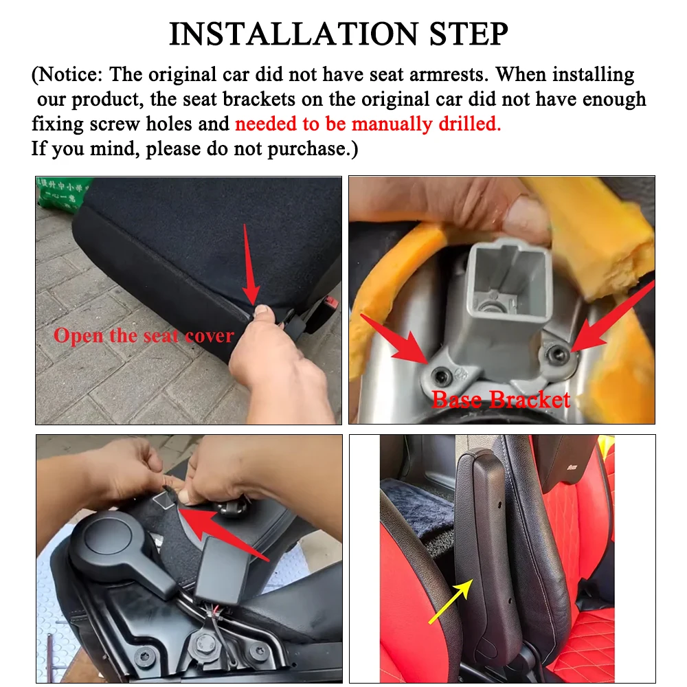 Driver Side Interior Front Seat Armrest With Adjustable Screw Bracket For Mercedes-Benz Smart 451 Fortwo 452 Roadster 453 Fortwo